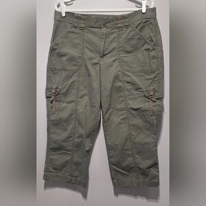 Olive Green Cargo Capris Size 10